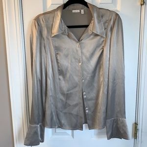 !NEW! Silver Metallic Collared Shirt (women)